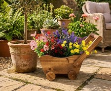 Charming Rustic Wooden Decorative Flower Cart Planter