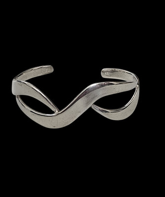 925 Sterling Silber Modern Infinity Wave Manschette Armband Armreif 26,86 g Größe 6