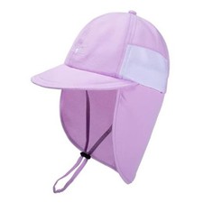 Baby Sun Hat with Neck Flap UPF 50 Infant 2-4T Embroidered Cat-light Purple