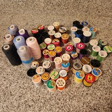 Large Lot of 64 Multicolor Spools Of Thread Full, Almost Full, Partial 3 lbs