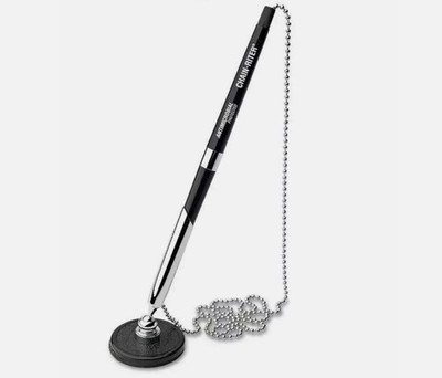 MMF Industries 28804 Chain-Riter Stick-On Ballpoint Counter Pen Black Ink Fine