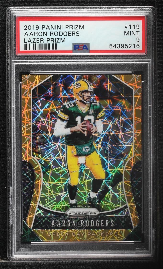 2019 Panini Prizm Lazer Prizm Aaron Rodgers #119 PSA 9 MINT w3d