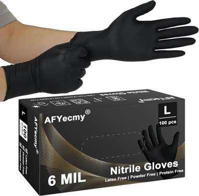 Disposable Nitrile Gloves, Chemical Resistant, Powder and Latex Free, Food Safe,