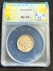 1935 D BUFFALO NICKEL ANACS AU 55 286