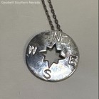 17" Sterling Silver Chain Circular Compass Pendant Necklace — photo 3