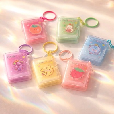 Mini-Book Album Keychains Lip Balm 6 Flavors Favor Beauty Hydration Pink Glow