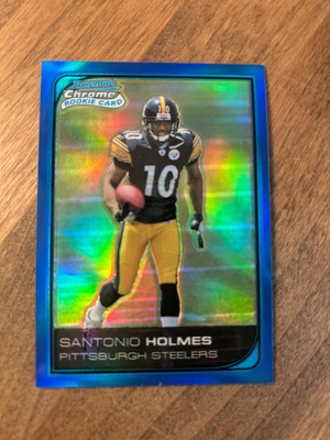 2006 BOWMAN CHROME BLUE REFRACTOR SANTONIO HOLMES ROOKIE 5/150 STEELERS