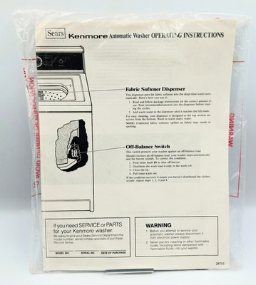 #ad Sears Kenmore Automatic Washer Operating Instructions 28751 Sealed $9.59
