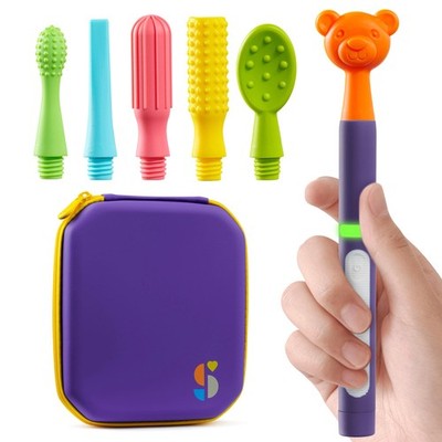 Buzz Buddy Oral Motor Stimulation kit with 6 Soft Textured Interchangeable
