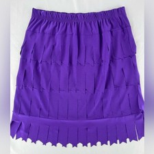 Purple Fringe Skirt with Elastic Waist