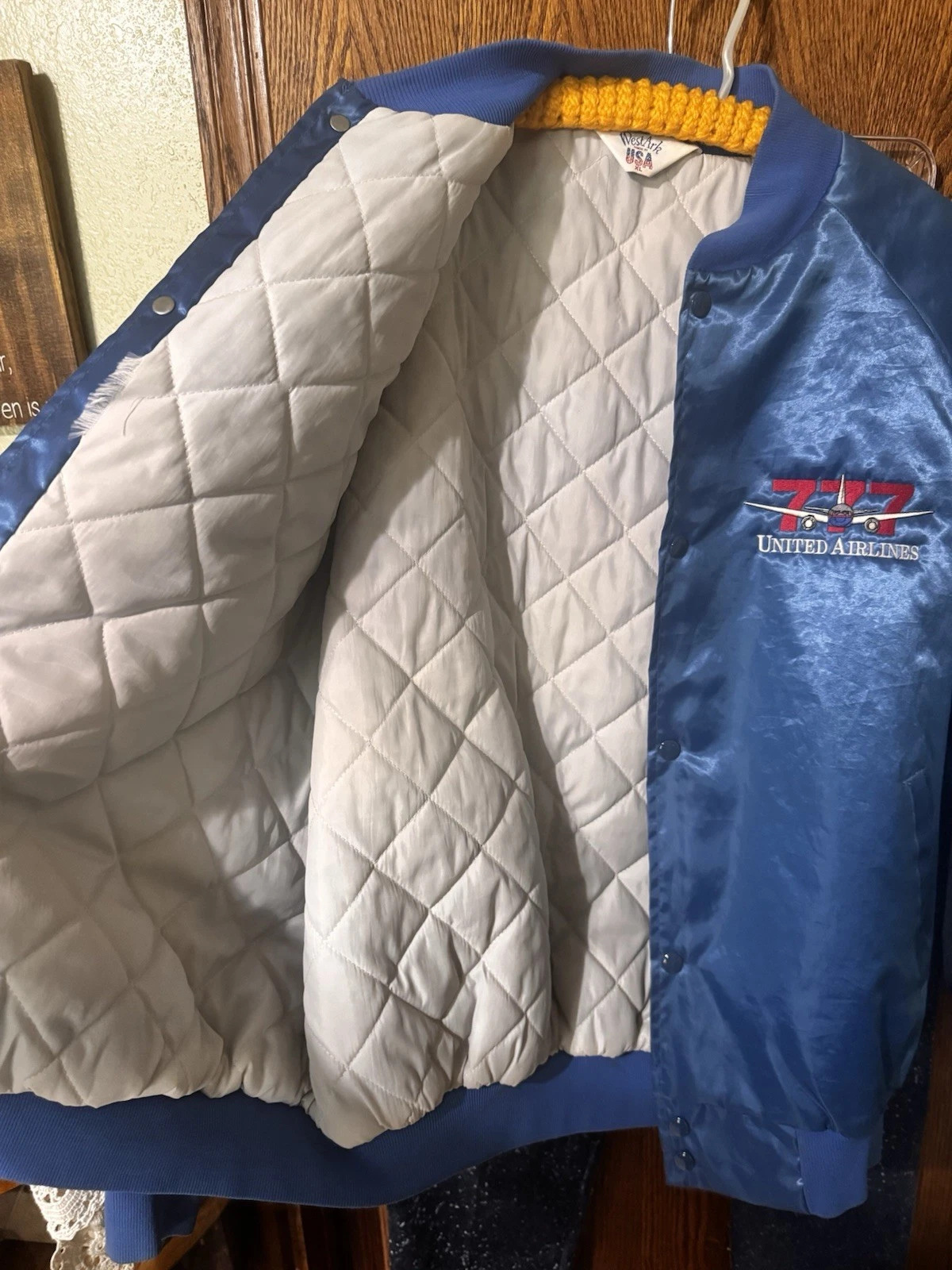 Vintage Jacket UNITED AIRLINES 777 Boeing Satin USA  XL 90s image 11