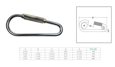 Marine Boat T304 Stainless Steel Quick Link Spring Loaded Lock Carabiner