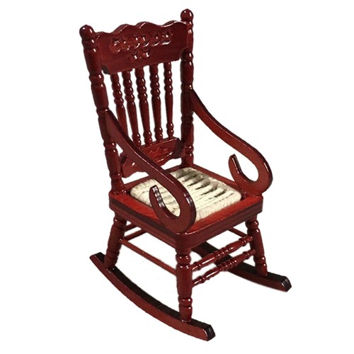 1:12 Pocket Miniature Furniture Wooden Rocking Chair Suitable For Doll House AUS - Picture 8 of 11