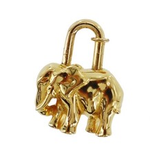 Herm s Cadena Elephant Padlock Bag Charm Gold Vintage Authentic AG992 S