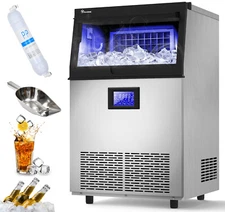 TAUS Commercial 132LBS/24H Ice Maker Stainless Undercounter Ice Cube Machine