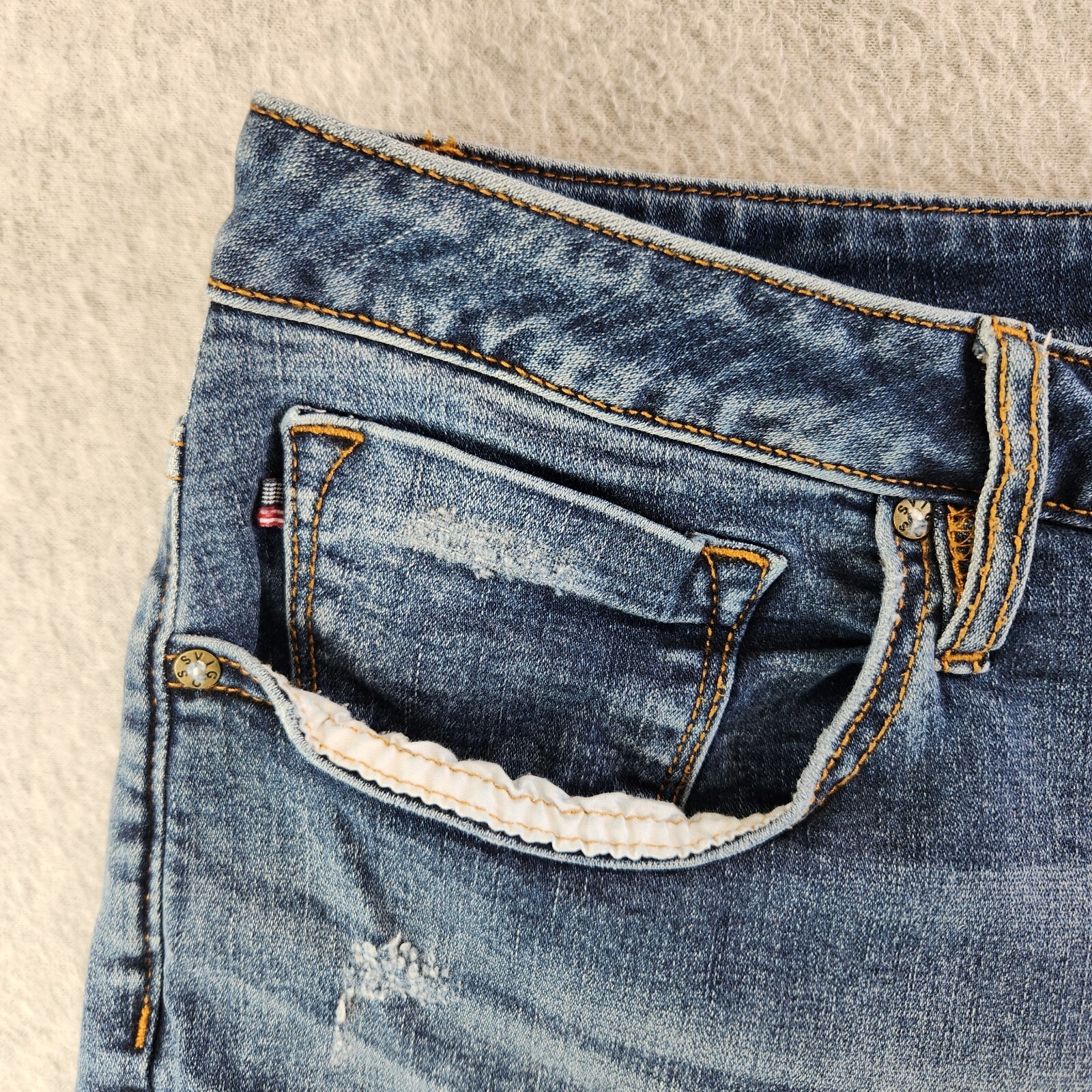 Vigoss Shorts Womens 24 Blue Cut Off Cuffed High Rise Marley Jean Whiskered