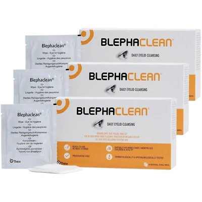 Blephaclean Wipes Sterile Daily Eyelid Cleansing Blepharitis - 60 WIPES