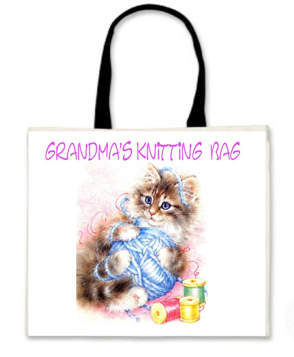 Personalised Knitting Bag with Black Handles Ideal GIFT for