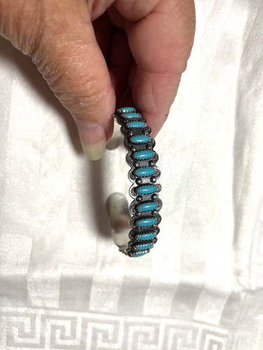 Zuni Handmade  Silver Turquoise Needlepoint Bracelet