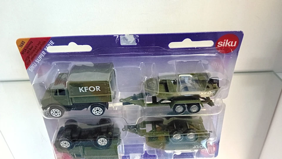Siku 1680 KFOR Unimog con barca militare su blister - Immagine 2 di 4