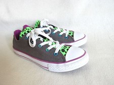 Converse All Star Gray Animal Prints DBLTong Low Canvas Sneaker Jr US 3M EU 35