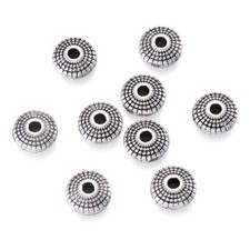 50pcs Antique Silver Tibetan Silver Oval Spacer Beads Findings 8x4mm hole:1.5mm