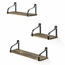 Love-Kankei Wall Mounted Floating Shelves - Carbonized Black (Set of 3)