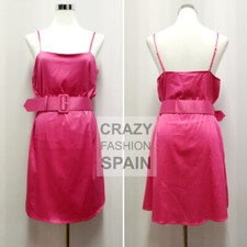 ZARA WOMAN SALE! NWT SATIN EFFECT PINK STRAPPY DRESS SIZE L 7901/451