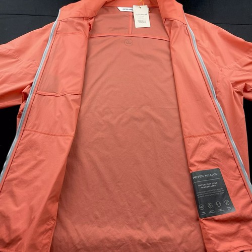 Peter Millar Crown Sport Hyperlight Windbreaker Full Zip Jacket Orange XL $170 - Picture 8 of 8