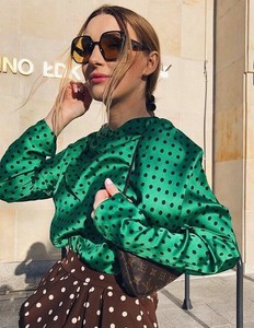 green polka dot top zara