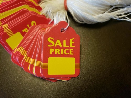 1000 Sale Price Red Yellow Tags With String Merchandise Garment Hang Coupon Sm - Picture 8 of 12