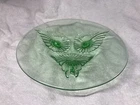 VTG Duncan Miller Green Depression Glass Footed 3 Art Deco Leaf Trinket Dish