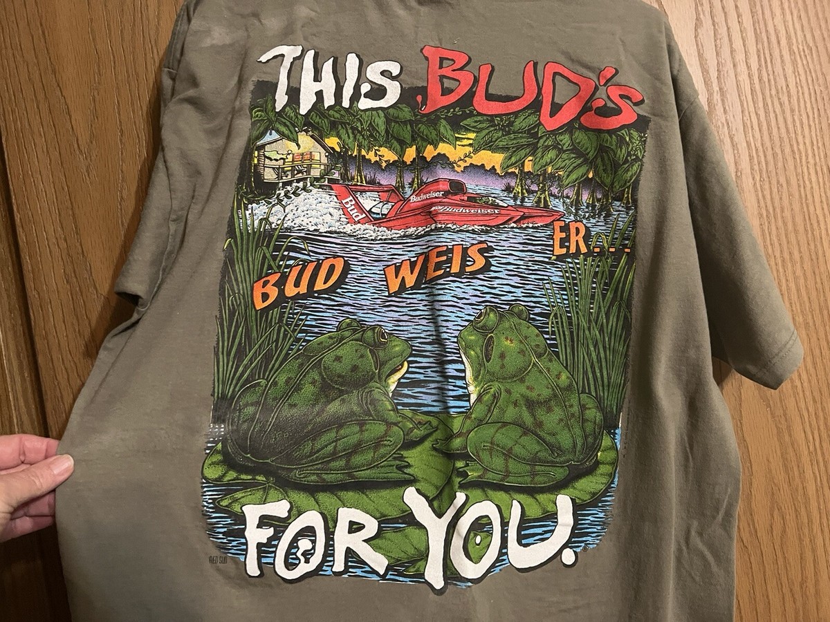 ATO　⭐︎Sale⭐︎UA ウーア 「泥棒 」Tシャツ Vintage 1996 Budweiser Frogs T Shirt Speedboat Racing This Buds