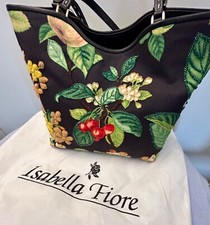 ISABELLA FIORE- NWT Canvas  Leather handbag, detailed Fruit  Floral Beading.