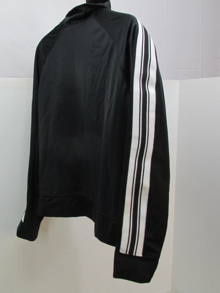 Винтажная спортивная куртка Tek Gear большая черная на молнии 4 полоски белая тренировочная - Изображение 2 из 4