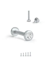 316L Surgical Steel Labret Stud Nose Ring Monroe Ear Cartilage 3mm CZ 18G 16G