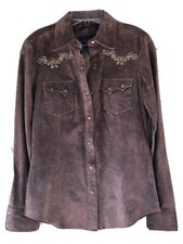 Women Western Roper Sz S Brown Suide Leather Jacket Blazer Studds Embroidery Po