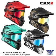 CKX TITAN VIPER HELMETS - Camel Red Turquoise White - Includes 210 Goggles