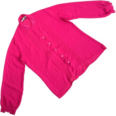 Aywon (Australia) 60s Vintage Crepe Weave Pin Tuck Garibaldi Blouse : XL