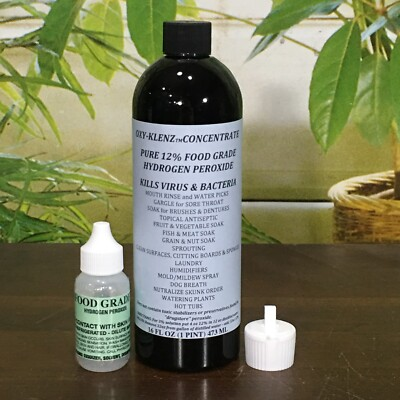 #ad 1 PINT 12% FOOD GRADE HYDROGEN PEROXIDE and 1 Dropper makes 4 Pints 3% $22.99