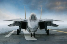 F 14 Tomcat Aircraft Fighter Jet On Carrier Deck Photo Poster 18x12
