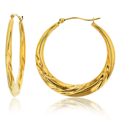 1 3/8'' Italienische gedrehte Creolen Echt 14K Gelbgold