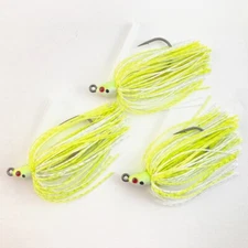 3-Pack Hand-Tied 1/4-oz. Chartreuse/White Nature Scale Swim Jigs
