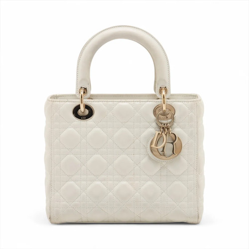 Christian Dior Lady Dior Cannage Leder Handtasche weiß