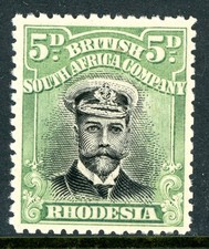 Rhodesia 1913 KGV 5p Black & Yellow Green Head Die 2 Perf 14 SG #227 Mint S304