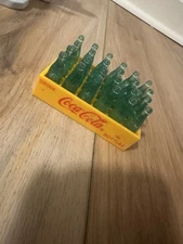 Vintage Miniature Coca-Cola Plastic Yellow Case with 24 Bottles 3.75" X 2" VGC 