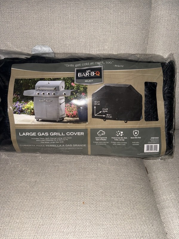 Mr. Bar-B-Q Select Large Gas Grill Cover Heavy Duty Vinyl Black 68x21x42"