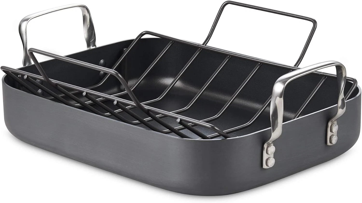 Turkey Roasting Pan with Rack, Hard Anodized Nonstick 16-Inch X 12-Inch Chicken