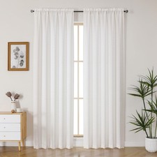 Gwine Natural Curtains 96 Inches Long 2 Panels Set Light Filtering Faux Linen Te