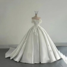 Cubic Floral Princess Ball Gown Wedding Dresses Lace-up Back Sweep Train
